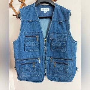 Blue Denim Multi-Pocket Utility Fishing Vest OlympinA Size Medium